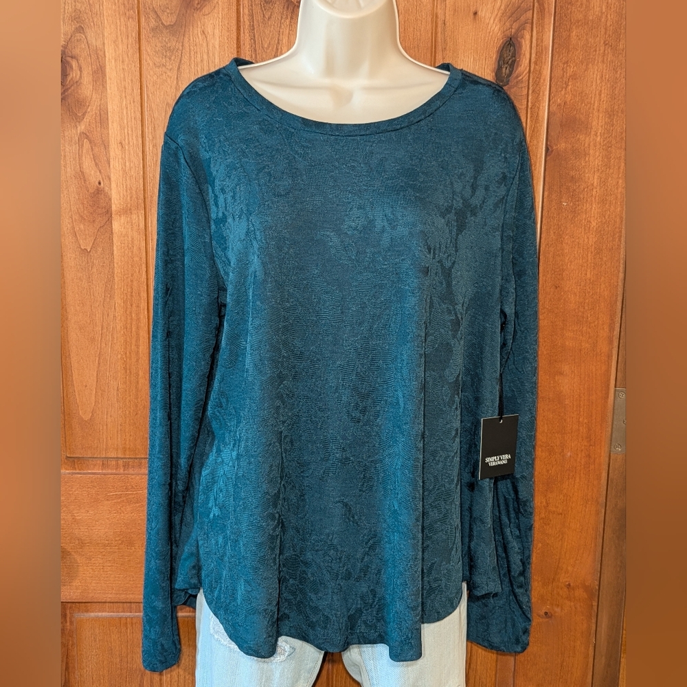 Simply Vera Vera Wang Teal Long‎ Sleeve Blouse